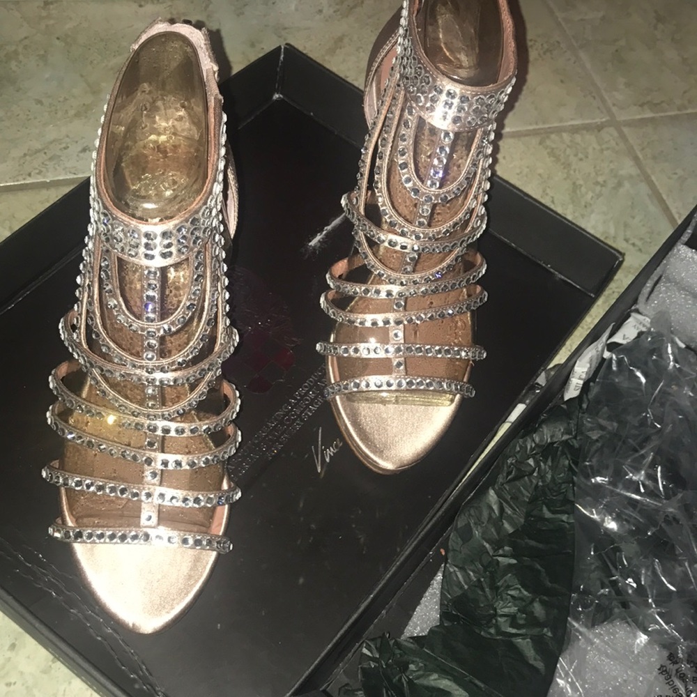 Vince Camuto Bisque Satin Heels